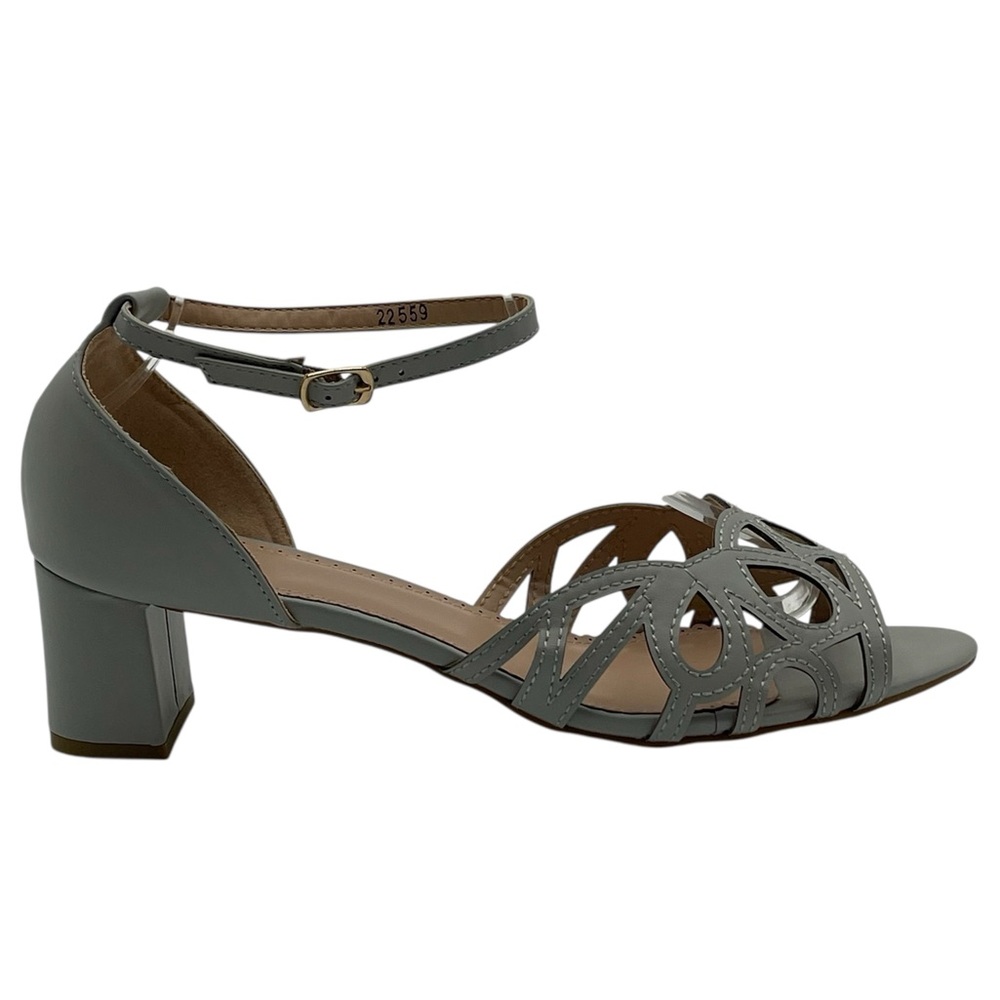 JGoods Gray Block Heel Sandals with Lattice Design Women’s Size 12